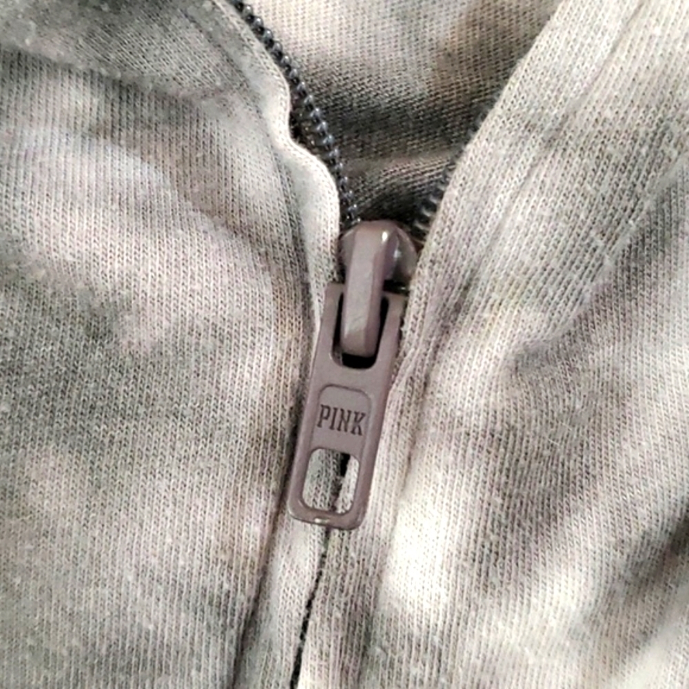 2012 Victoria's Secret PINK Gray & White Tie-Dye Full Zip Hoodie Womens Size XS - Picture 14 of 17